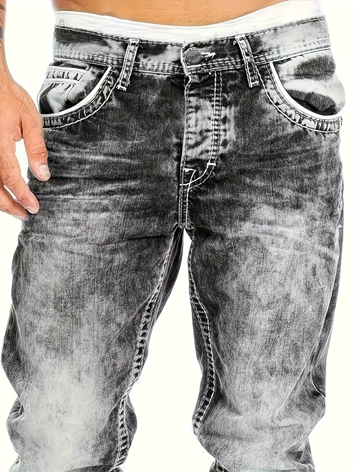American Snowflake Washed Men's Jeans, Fashionable and Versatile Straight Pants, Elastic Jeans Suitable for All Seasons Pantalones Para Hombres Mens Clothes - product image 17