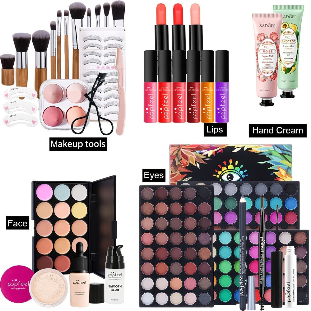 POPFEEL Makeup Kit Full Face Set — Multi-Shade Eyeshadow Palette, Professional Brushes & Pigmented Lip Color, All-in-One Beauty Bundle for Everyday Glam, Special Occasions & Giftin - product image 4