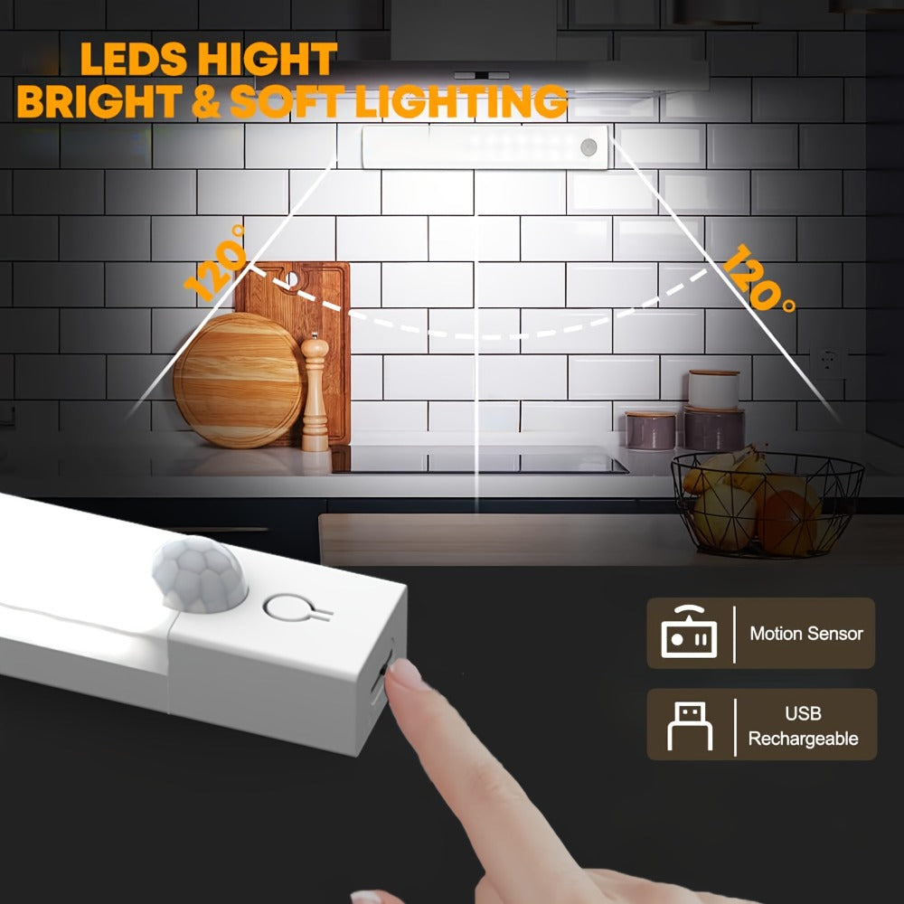 Motion Sensor Light 3 Pack USB Rechargeable LED Cabinet Light Dimmable 3 Color Temps Magnetic Base for Kitchen Closet Stairs Hallway Bedroom 7.87" 11.81" - product image 6