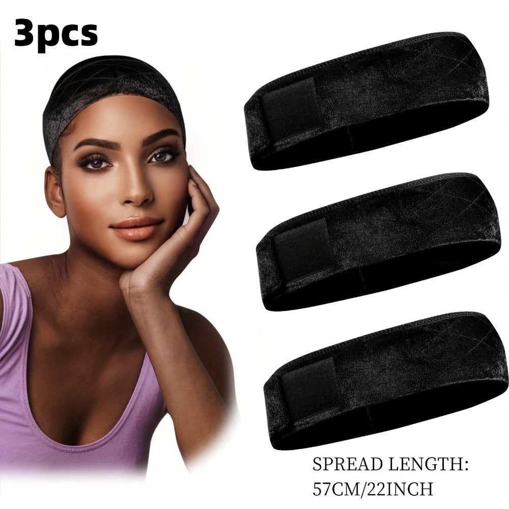 Velvet Wig Caps 3 Pack Women Adjustable Non-Slip Breathable Comfortable – Fits Lace Front Full Wigs Wig Stands Mannequin | Beige Black Brown Coffee | Daily Wear Wig Accessory Gift - product image 3
