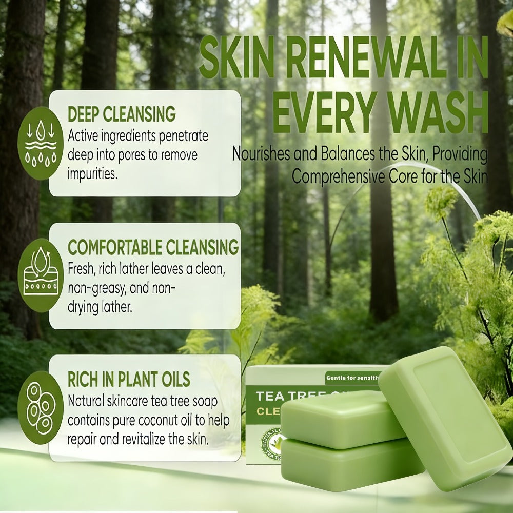 Tea Tree Bar Soap 3 Pack Handmade Plant Essence Deep Cleansing Antibacterial - Pore Purifying Natural Fragrance Face Body Wash for Acne Oily Skin All Skin Types - product image 6