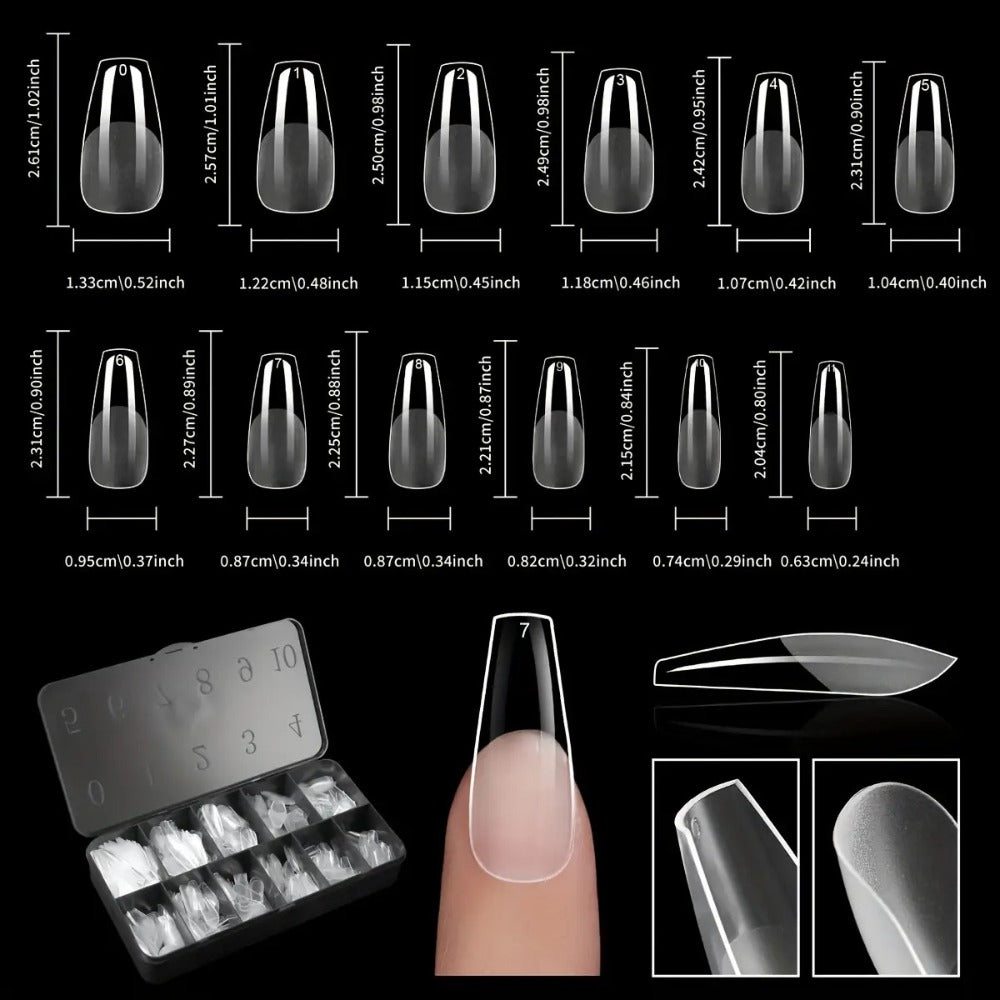 Gel Nail Tips 600 Pieces Clear Crystal Full Cover Nail Extensions – Almond Oval Coffin Stiletto Square Short Medium Long Soft Gel False Nails for Salon & DIY Nail Art Women - product image 18