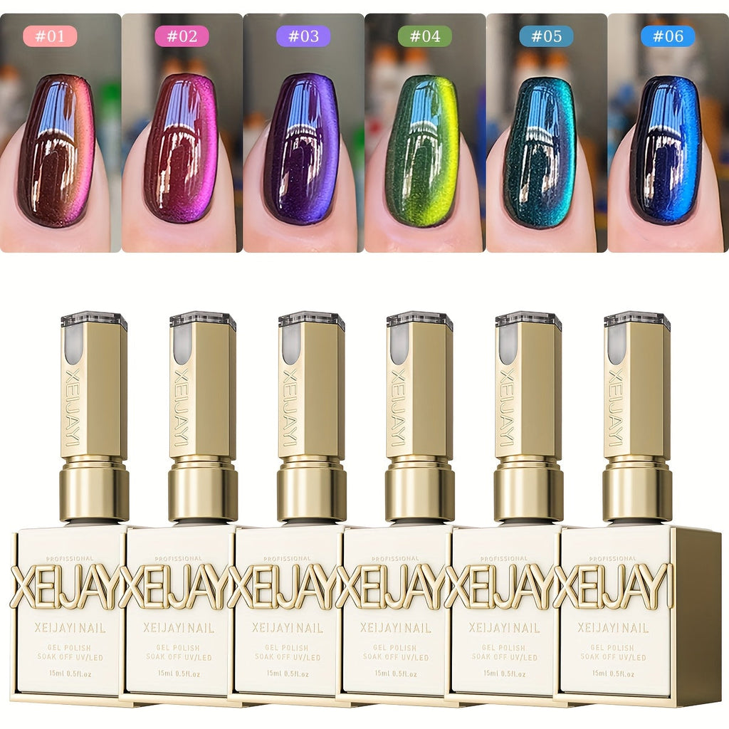 Magnetic Cat Eye Gel Nail Polish Set 6 Colors Aurora Dopamine Bubble Summer - Color Shifting Shiny Luster Soak-Off UV LED Salon Quality Nail Art Kit for Women Spring Summer Trendin - product image 13