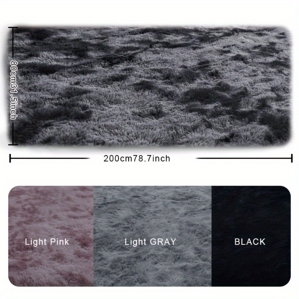 Tie-Dye Plush Fluffy Mat Absorbent Non-Slip – Luxury Soft Bathroom Rug for Living Room & Bedroom, Modern Home Decor Floor Mat, 31.5x78.7 in – Light Grey, Dark Gray, Light Pink, Bla - product image 16