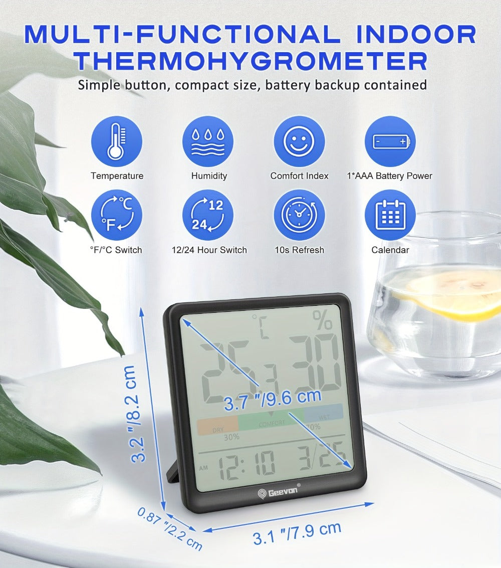 Indoor Thermometer Hygrometer Digital | Accurate Temperature Humidity Monitor with Clock & Calendar | Desktop Room Humidity Gauge for Home Office Bedroom Baby Room - product image 12