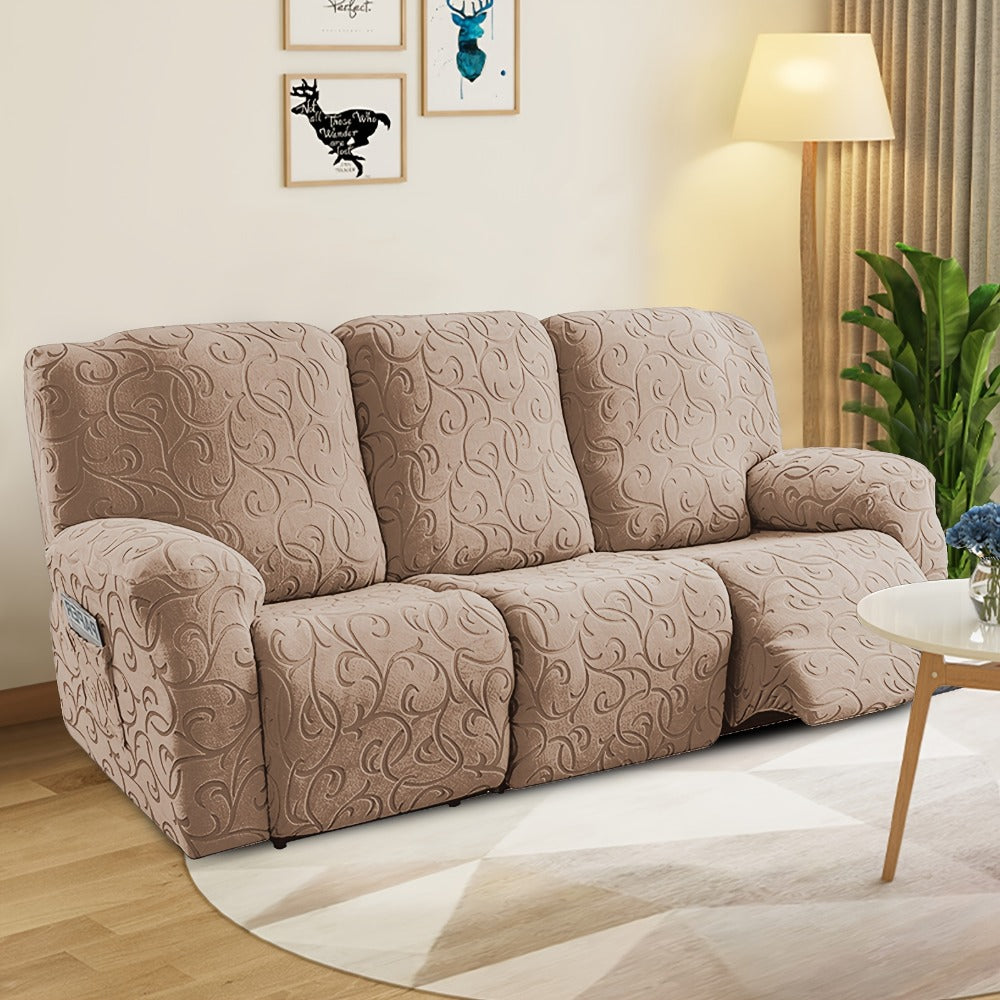 Chenille Recliner Sofa Cover 3 Seater High Stretch Thickened Hooked Fabric - Machine Washable Wear Resistant Couch Slipcover | Sand Color Light Grey Chocolate | Living Room Bedroom - product image 19