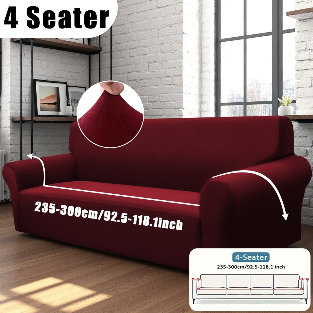 Stretch Sofa Cover Elastic Band | Milk Fiber Fabric Slipcover, Machine Washable Polyester Spandex, 1 to 4 Seater Armchair Couch Cover, Red Gray Blue Black Coffee, Home Decor - product image 7