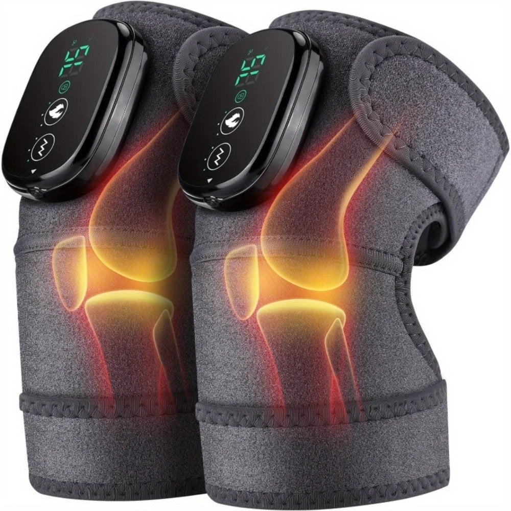 Heating Knee Massager 3-in-1 Wireless Vibrating Knee Brace - Electric Heating Pad with Vibration Massage for Knee, Shoulder & Elbow Pain Relief, Universal Fit, Gray - product image