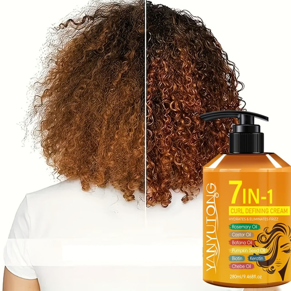 Argan Oil & Rosemary Curling Cream 280ml — 7-in-1 Moisturizing Long-Lasting Hold, Defines Waves & Curls, Naturally Fluffy Frizz-Free Finish for Wavy Curly Coily Hair Women - product image 6