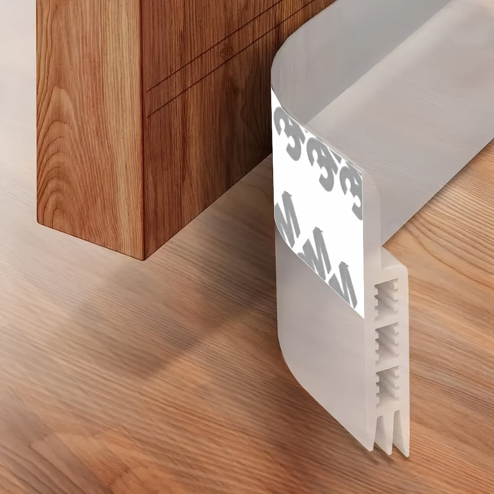 Door Draft Stopper Silicone Under Door Sweep Weather Stripping 39 Inch Strong Adhesive 3-Layer Sound Insulation Noise Blocker Energy Saving Seal for Indoor Outdoor Doors White Blac - product image 8