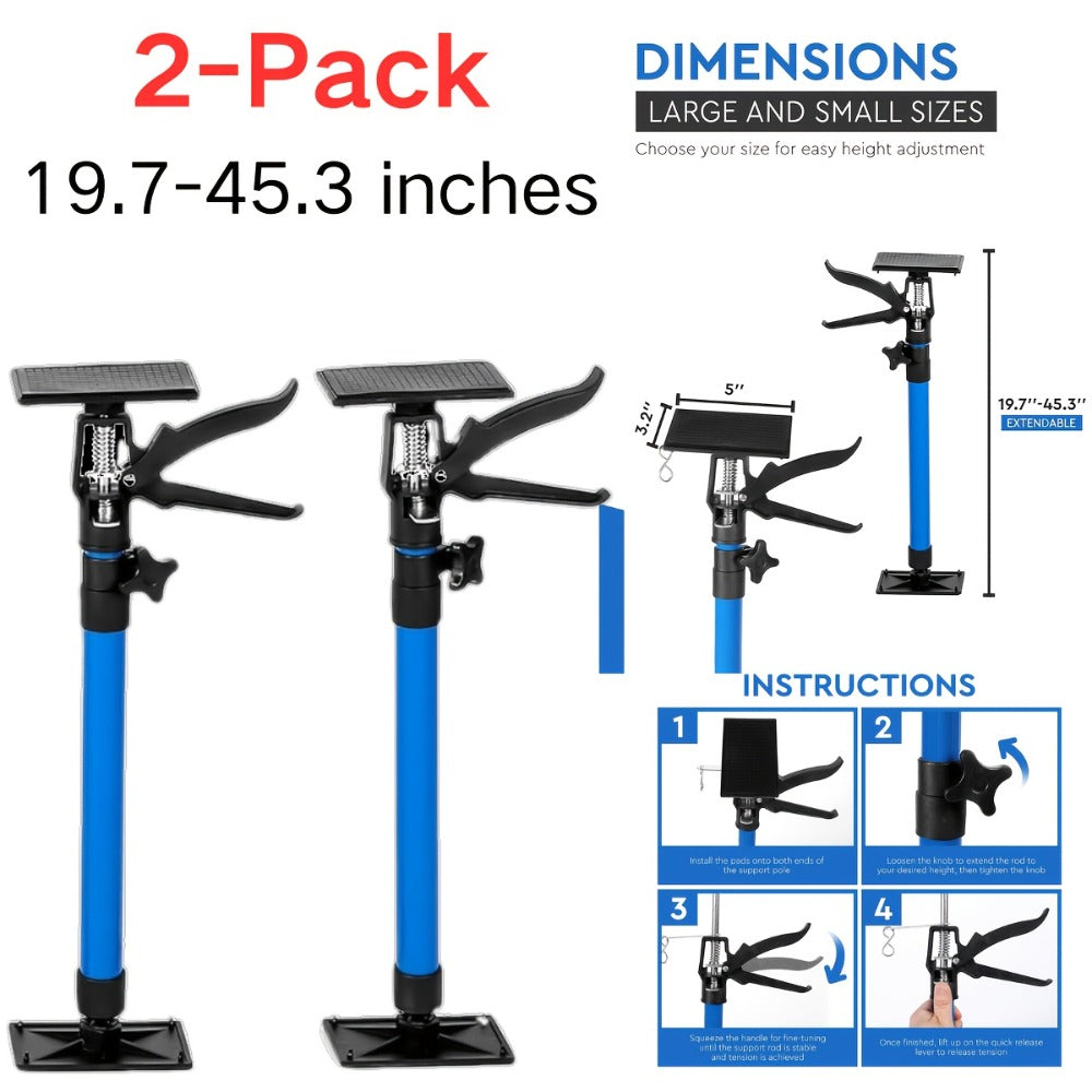 Adjustable Steel Support Rods for Drywall & Cabinet Installation, Extendable Construction Support Poles 19.7"-45.3" / 45"-114", Manual Lifting Tool Height Adjuster for Home Renovat - product image 8