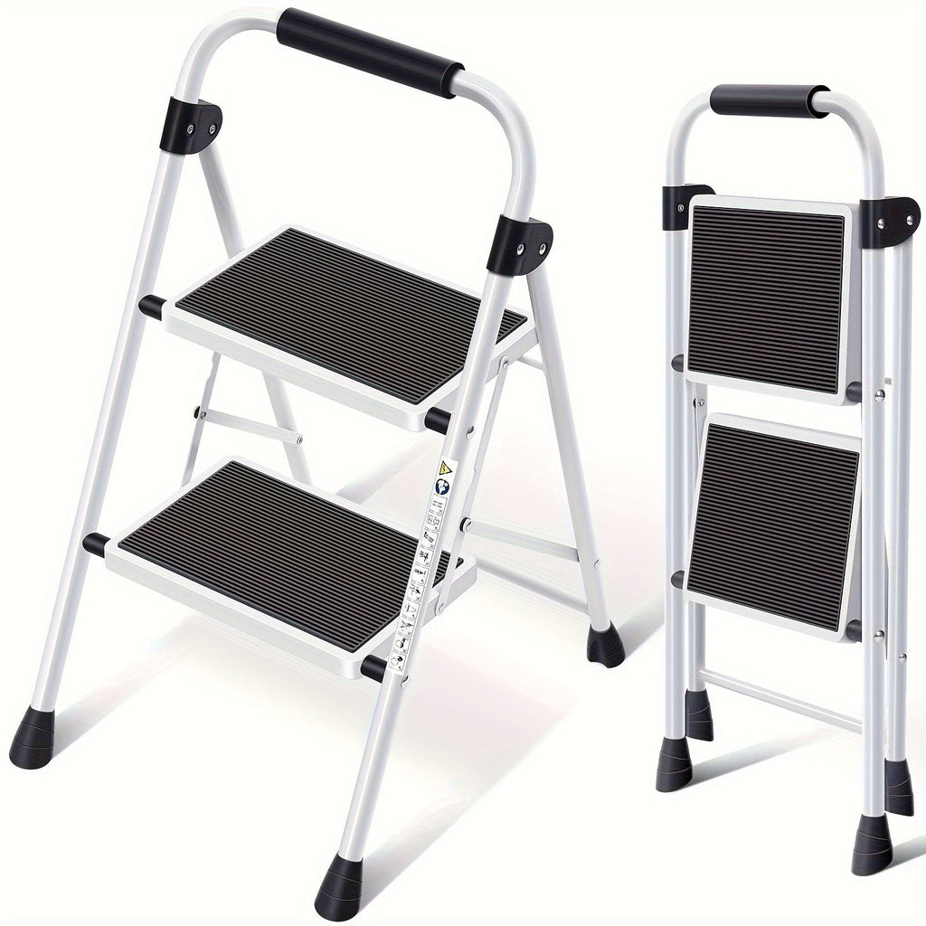 2 Step Ladder Foldable Heavy Duty Steel, Non-Slip Wide Pedal Step Stool with Safety Handle, Lightweight Portable Folding Step Ladder for Home Kitchen Bathroom Garage, 250lb Capacit - product image 11