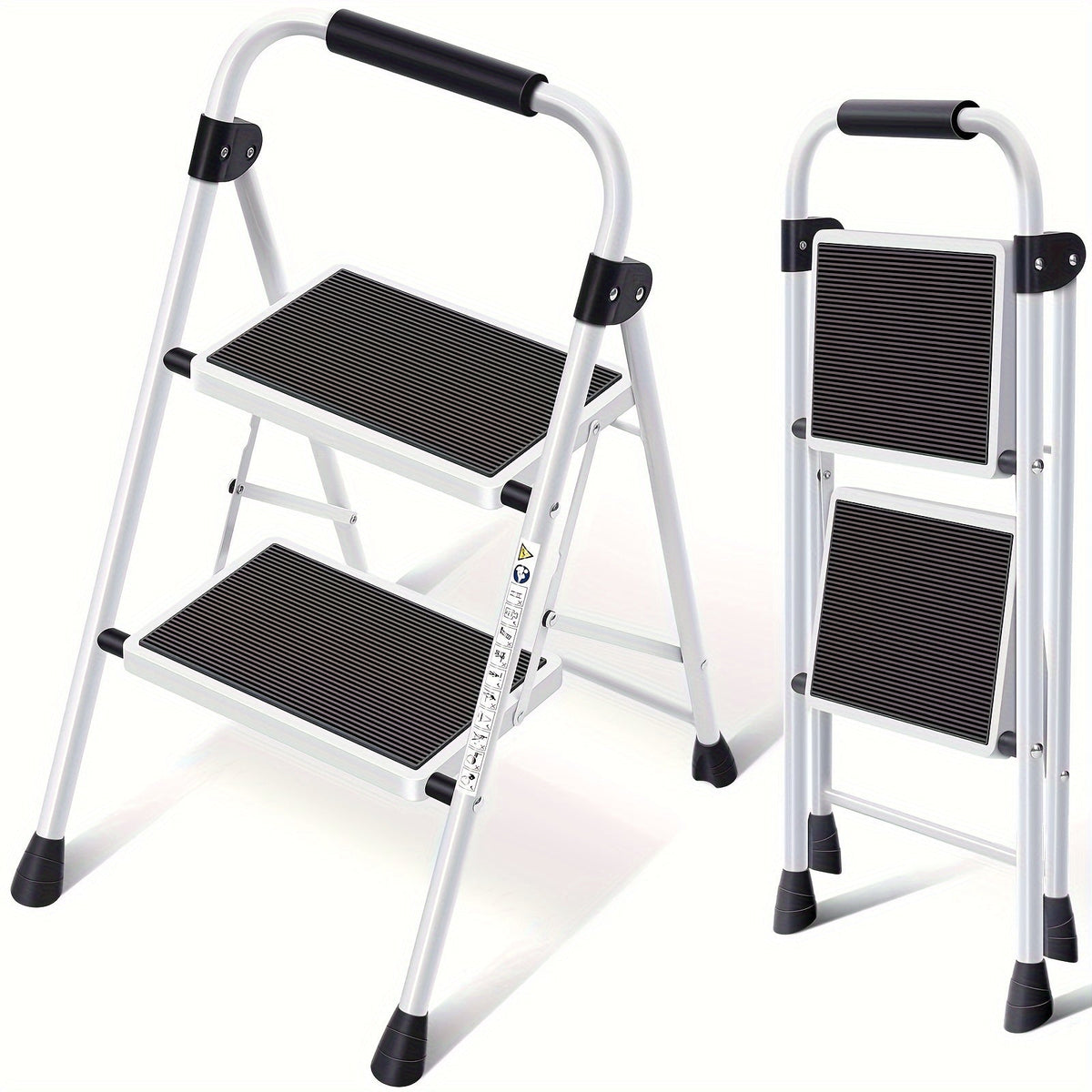 2 Step Ladder Foldable Heavy Duty Steel, Non-Slip Wide Pedal Step Stool with Safety Handle, Lightweight Portable Folding Step Ladder for Home Kitchen Bathroom Garage, 250lb Capacit - product image 11