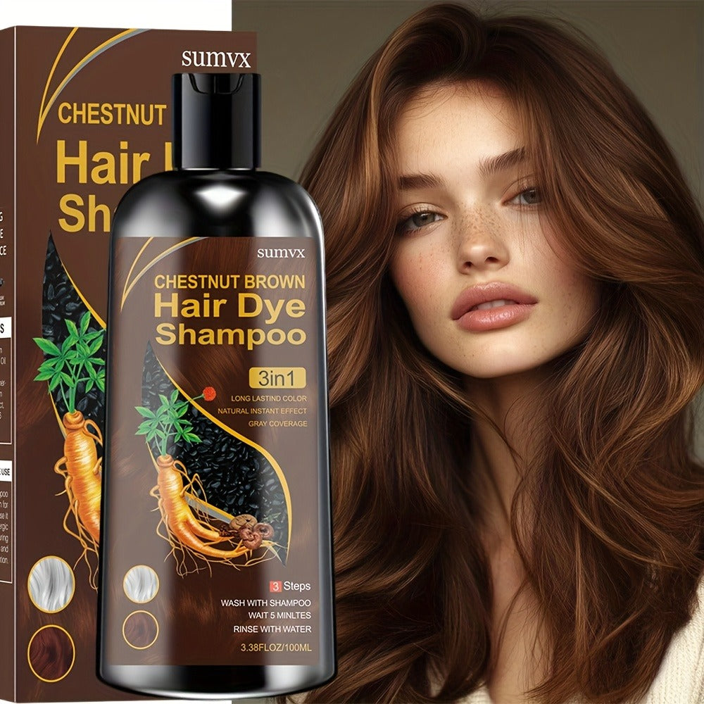 Gray Hair Coverage Shampoo 3-in-1 Natural Plant Formula – Long-Lasting Color, Deep Moisturizing, Gentle Non-Irritating Plant-Based Hair Dye Shampoo in Brown, Chestnut Brown & Black - product image 7