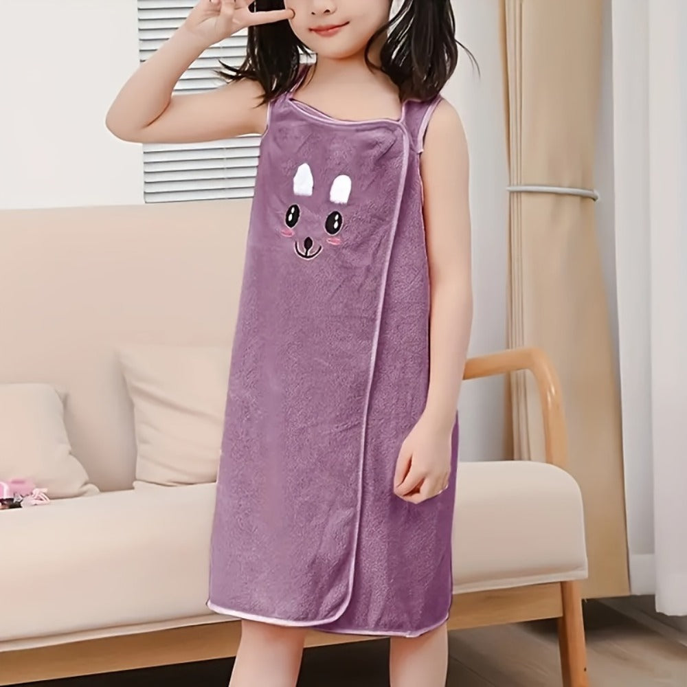 Bunny Ears Bath Towel Wrap for Girls - 250GSM Microfiber Cartoon Bath Skirt, Cute Kawaii Robe for Ages 6-12, Rose Red Purple Pink Blue, Fun Birthday Gift - product image 5