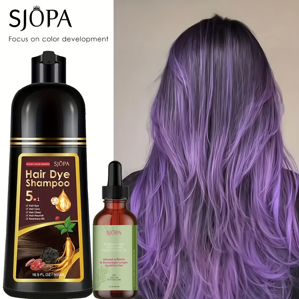 Hair Color Shampoo 5-in-1 Instant Gray Coverage Color Dyeing Conditioner 16.9oz – SJOPA No Ammonia Safe Natural Formula 12 Shades Unisex Men Women - product image 16