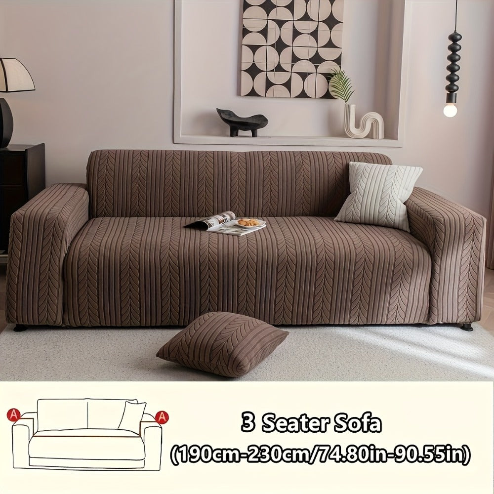 Sofa Cover Stretchy Washable Slipcover for 1 2 3 4 Seater Couch, Zigzag Textured Fabric, Scratch Slip Resistant Furniture Protector, Cream White Light Grey Dark Gray Coffee Brown - product image 21
