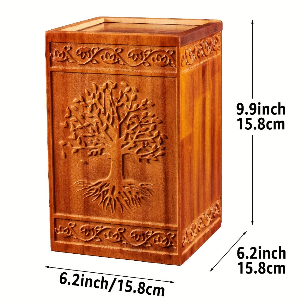 Cremation Urns for Human Ashes Adult – Wood Tree of Life Memorial Urn Box 200 Cu In for Men Women Child Burial Funeral Keepsake Holds Adult Ashes Fits Pets Cat Dog - product image 4