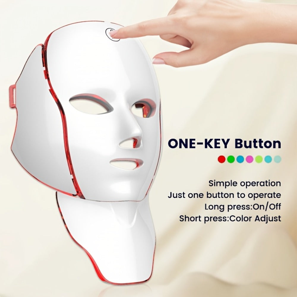 7-Color LED Light Therapy Facial Mask Device – Skincare Beauty Tool for Face & Neck, USB Rechargeable, Anti-Aging Red Light, Acne Blue Light, Skin Rejuvenation Gift - product image 6