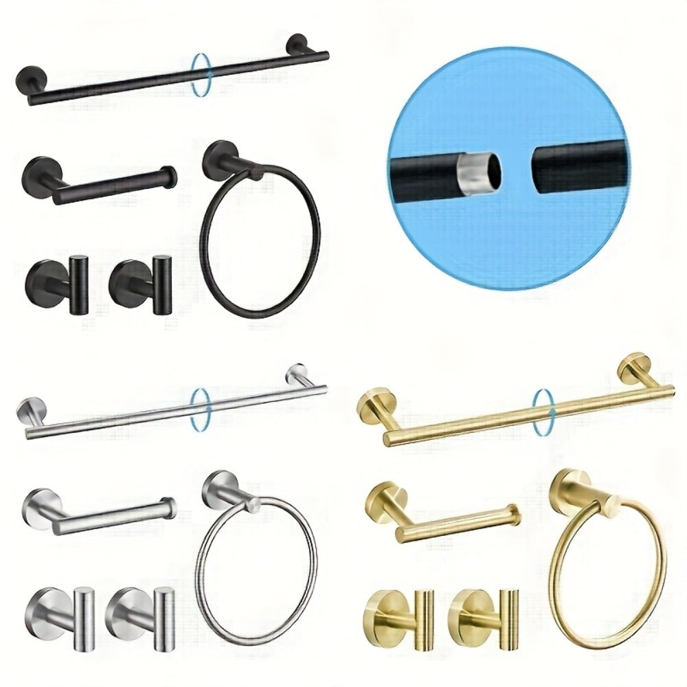 5-Piece Bathroom Hardware Set SUS304 Stainless Steel 24" Towel Bar Towel Ring Toilet Paper Holder Robe Hooks Black Silver Gold - product image 11