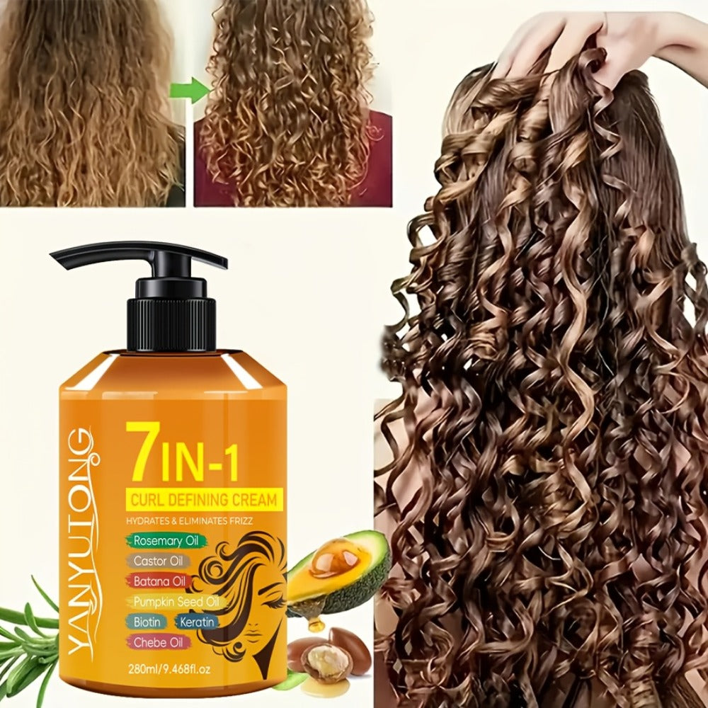 Argan Oil & Rosemary Curling Cream 280ml — 7-in-1 Moisturizing Long-Lasting Hold, Defines Waves & Curls, Naturally Fluffy Frizz-Free Finish for Wavy Curly Coily Hair Women - product image 2