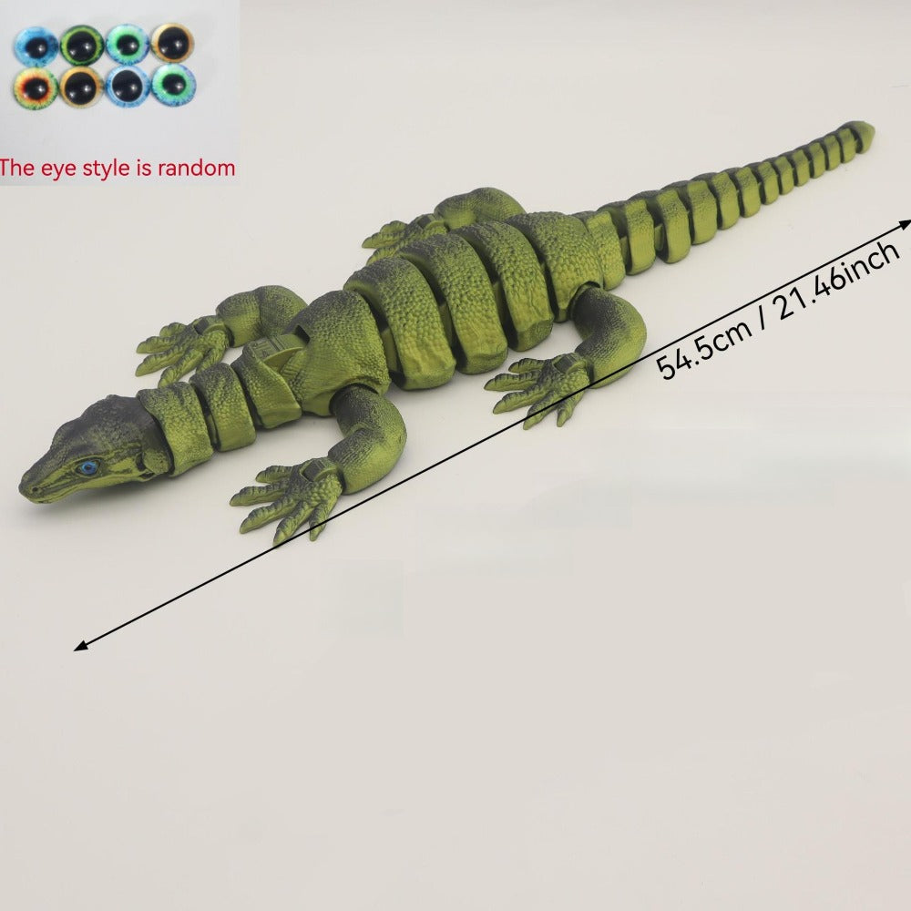 Giant Lizard Figurine 21 Inch 3D Printed | Realistic Reptile Animal Model Openable Mouth Hassle-free 3-Part Assembly 7 Color Styles, Desk Decor Unique Gift for Kids Adults Reptile Lovers