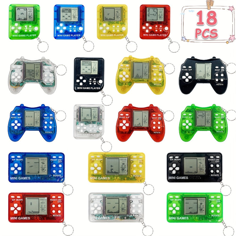 Mini Video Game Keychain Set Boys Birthday Party Supplies Goodie Bag Stuffers Classroom Prizes Gamer Gift | 18-Piece Gaming Keychain Party Favors for Kids