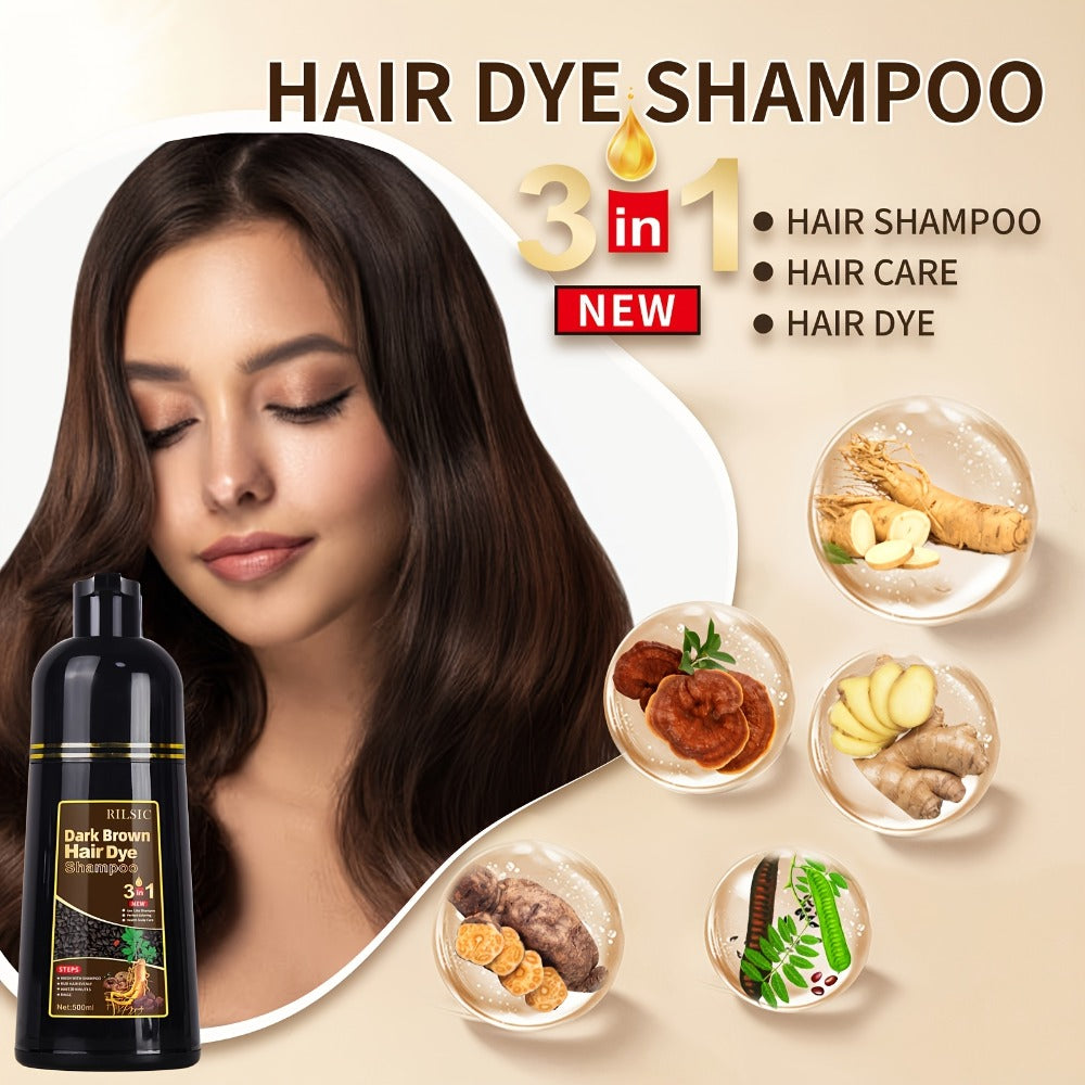 Grey Hair Dye Shampoo 3-in-1 Natural Plant-Based Herbal Formula — Non-Stick Scalp, Covers White Hair in Minutes, 500ml — Black, Dark Brown, Chestnut Brown for Men & Women - product image 22