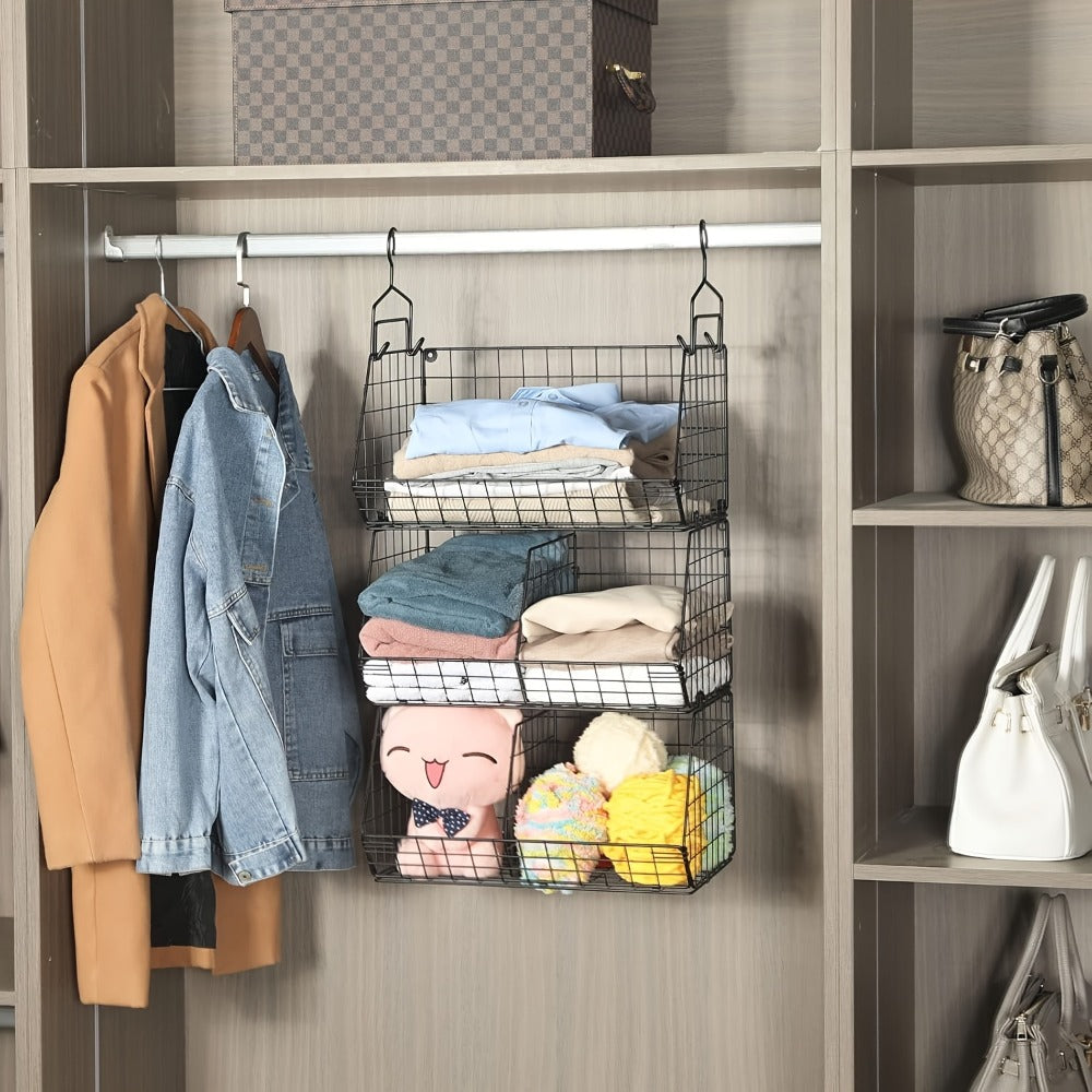 Hanging Laundry Basket Organizer 3pcs - Foldable Laundry Bag with 360° Rotating Hook for Washing Machine & Drying Rack, Space Saving Metal Mesh Laundry Hamper for Bathroom, Laundry - product image 11