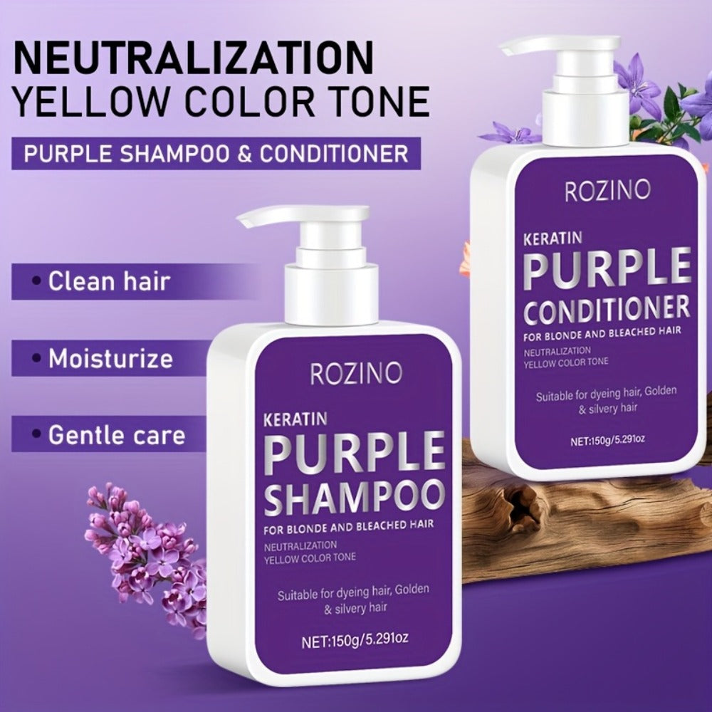 Purple Shampoo and Conditioner Set 2PCS for Blonde Silver Platinum Hair - Toning Brass & Yellow Neutralizer, Strengthens Roots, Improves Shine & Flexibility, Color-Treated Hair Car - product image 9