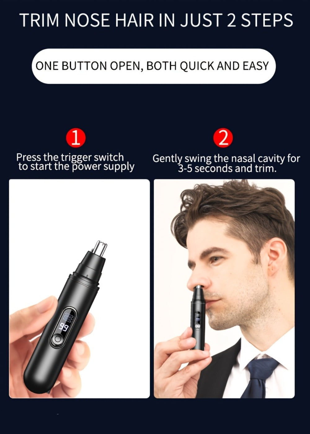 Electric Nose Trimmer with LED Display – USB Rechargeable Painless Facial Hair Removal Device for Men & Women, Nose Ear & Eyebrow Trimmer, Upgraded Grooming Tool, Ideal Gift - product image 19