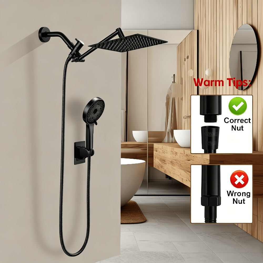Rain Shower System with Handheld Shower Head – High Pressure Rainfall Showerhead Combo Copper Diverter Anti-Clog 8 10 12 Inch - product image 2