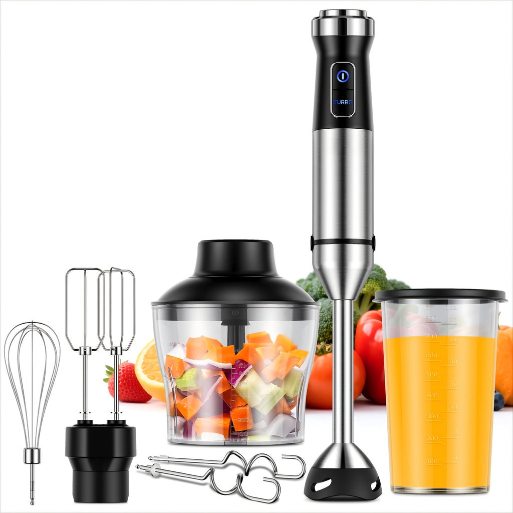 Immersion Blender Handheld 6-in-1 & 7-in-1 1000W 20-Speed Turbo – Titanium Blades BPA-Free with Dough Hooks Egg Beater Whisk Beaker & Chopper | Scratch-Resistant Hand Blender Kitch - product image 12