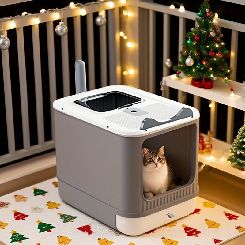 Enclosed Cat Litter Box with Odor Control | Extra Large Covered Design, High Privacy, Easy Clean Modern Cat Toilet for Multiple Cats | White, Pink & Yellow - product image 3