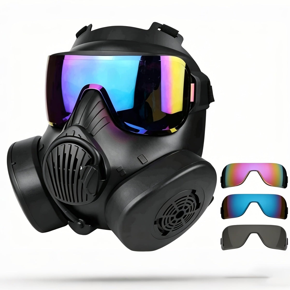 Military Face Mask for Men Halloween Cosplay Role Play CS Simulation Outdoor Camping Movie Stage Props Cool Dress Up Black Tri-Color | Tactical CS Costume Prop Mask Plastic Airsoft Style