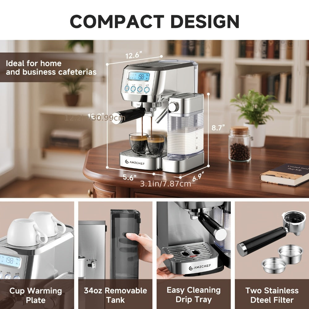 Espresso Machine 20 Bar with Automatic Milk Frother – Dual Boiler Coffee Maker, Touch Control, Cappuccino & Latte Machine with Dual Wall Filters, Includes Milk Frother, Easy to Use - product image 3