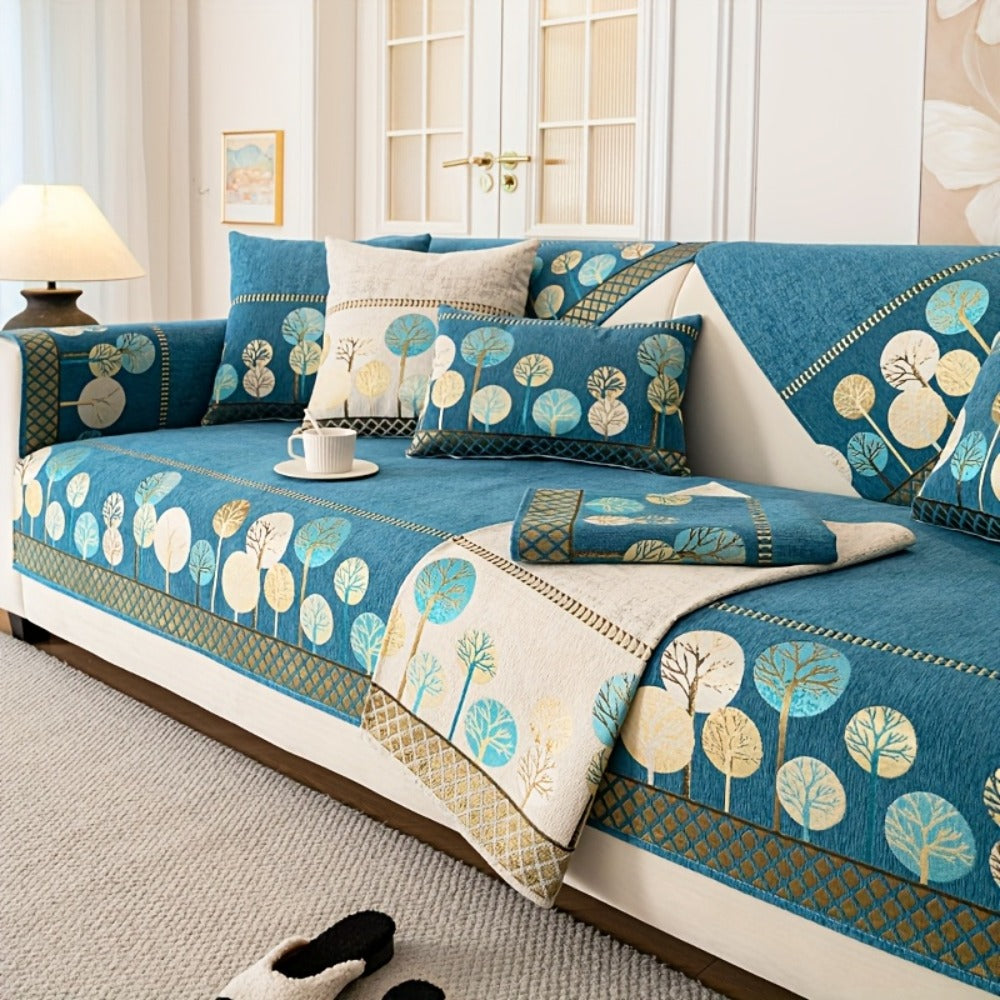 Sofa Couch Cover Light Luxury Geometric Embroidery 1pc - Knit Anti-Slip Four Seasons Universal Pet Friendly Furniture Protection Slipcover | Grey Blue White | Single 2-Seat Living  - product image 10