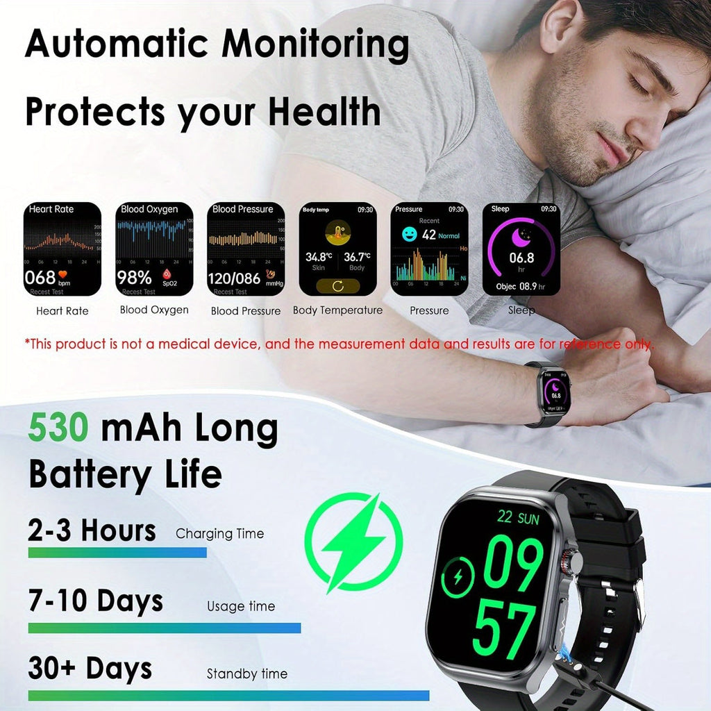 Smartwatch 2.04" Display – Bluetooth 5.3 Calling – 530mAh Battery – NFC – Multi-Sport Modes – Voice Assistant – Menstrual & Weather Forecast – SOS – Magnetic - product image 2