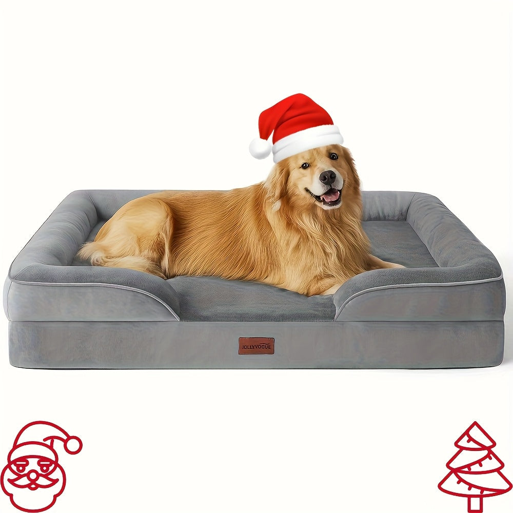 Orthopedic Dog Bed with Removable Washable Cover – High-Density Foam Dog Sofa Couch Bed, 4-Sided Bolster, Nonskid Bottom, Soft Flannel Lining, Available in M - product image