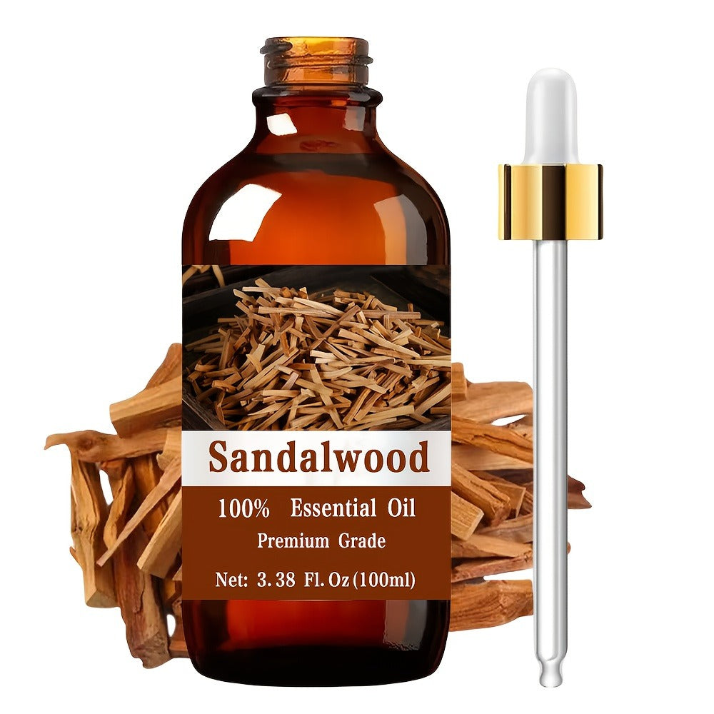 Sandalwood Essential Oil 100% Pure Undiluted 100ml — Warm Woody Grounding Scent for Aromatherapy Diffuser Meditation Yoga Massage Hair Skin Nail Care Relaxation Body Oil Women Men - product image