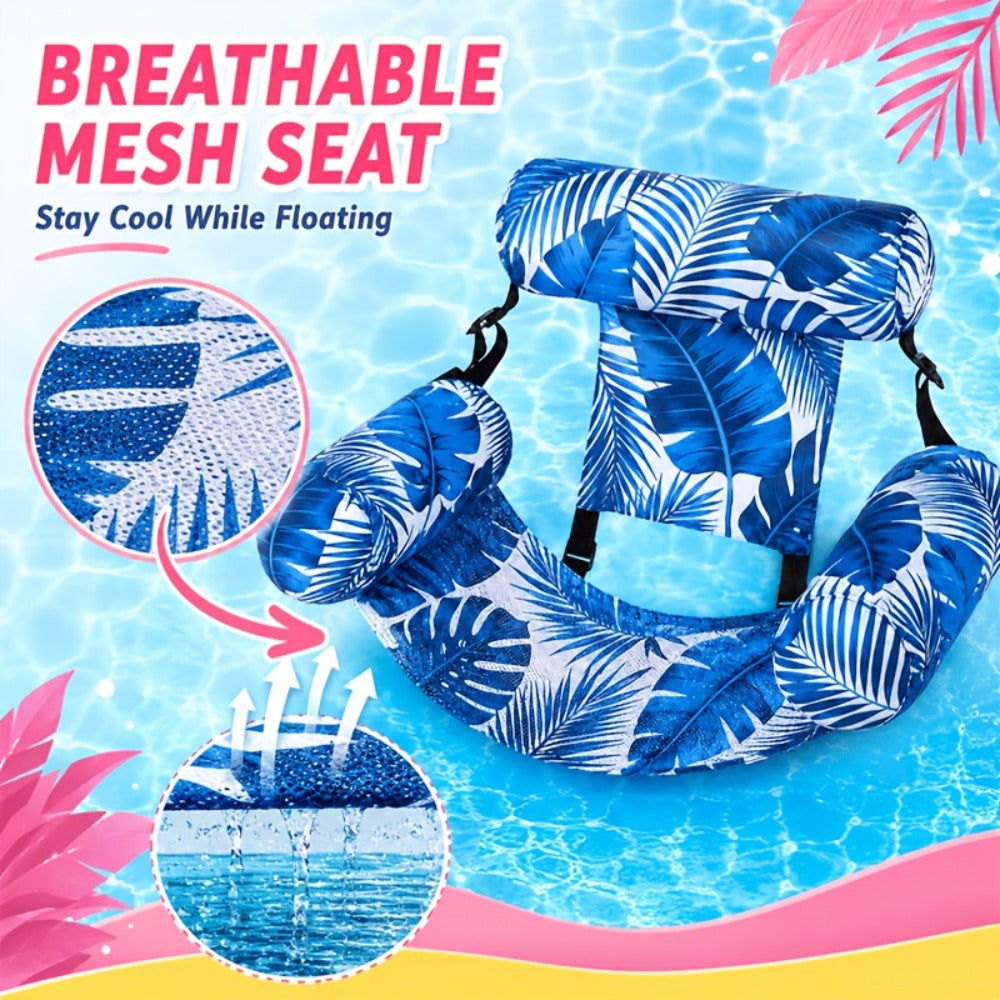 Tropical Leaf Inflatable Pool Float Lounger for Adults | Hammock Chair with Adjustable Back & Head Support, Buoyant Pillow, Fabric Cover, Pool Lake Beach - product image 10