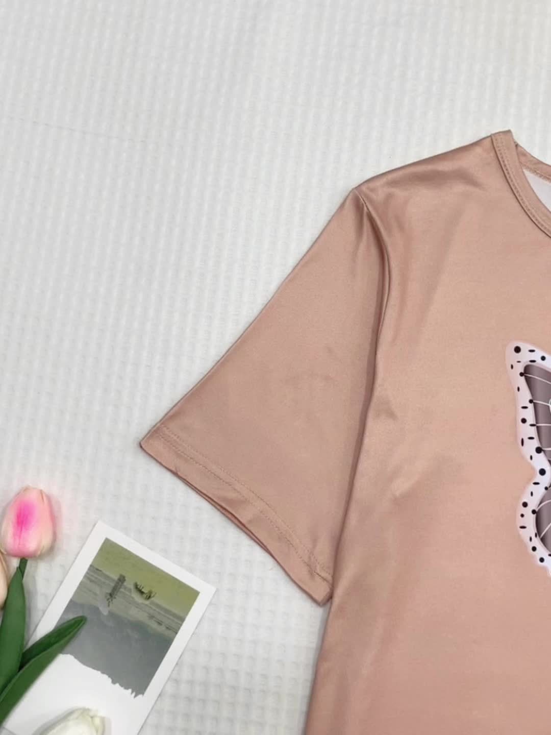 2pcs Women's Pajama Set With Butterfly Pattern Top and Pants - product image 7