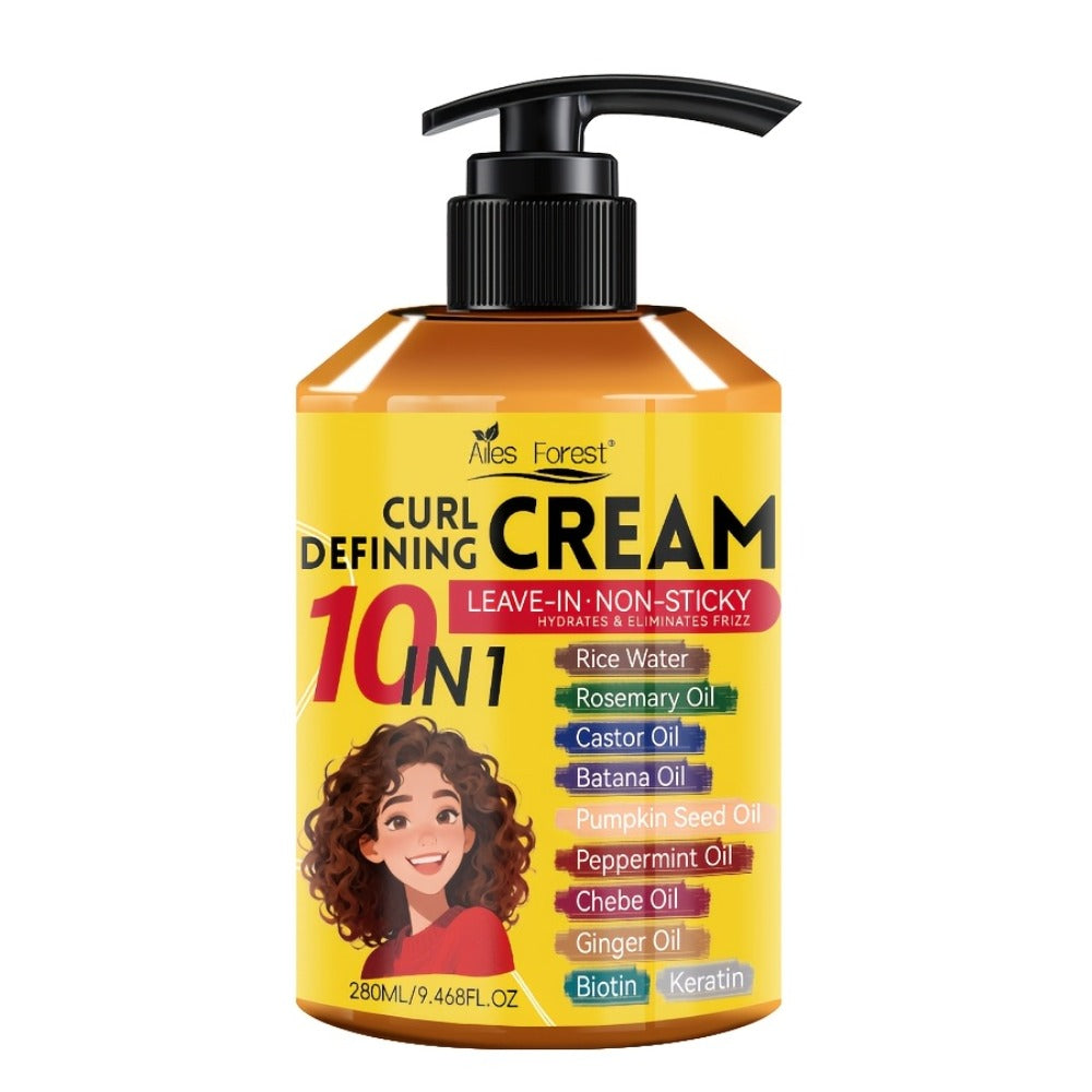 10-in-1 Leave-In Curl Defining Cream Anti-Frizz Deep Moisturizing Hydrating Conditioner — Non-Sticky Frizz Control Curl Enhancer for Wavy Curly Coily Natural Hair Unisex 280ml - product image 10