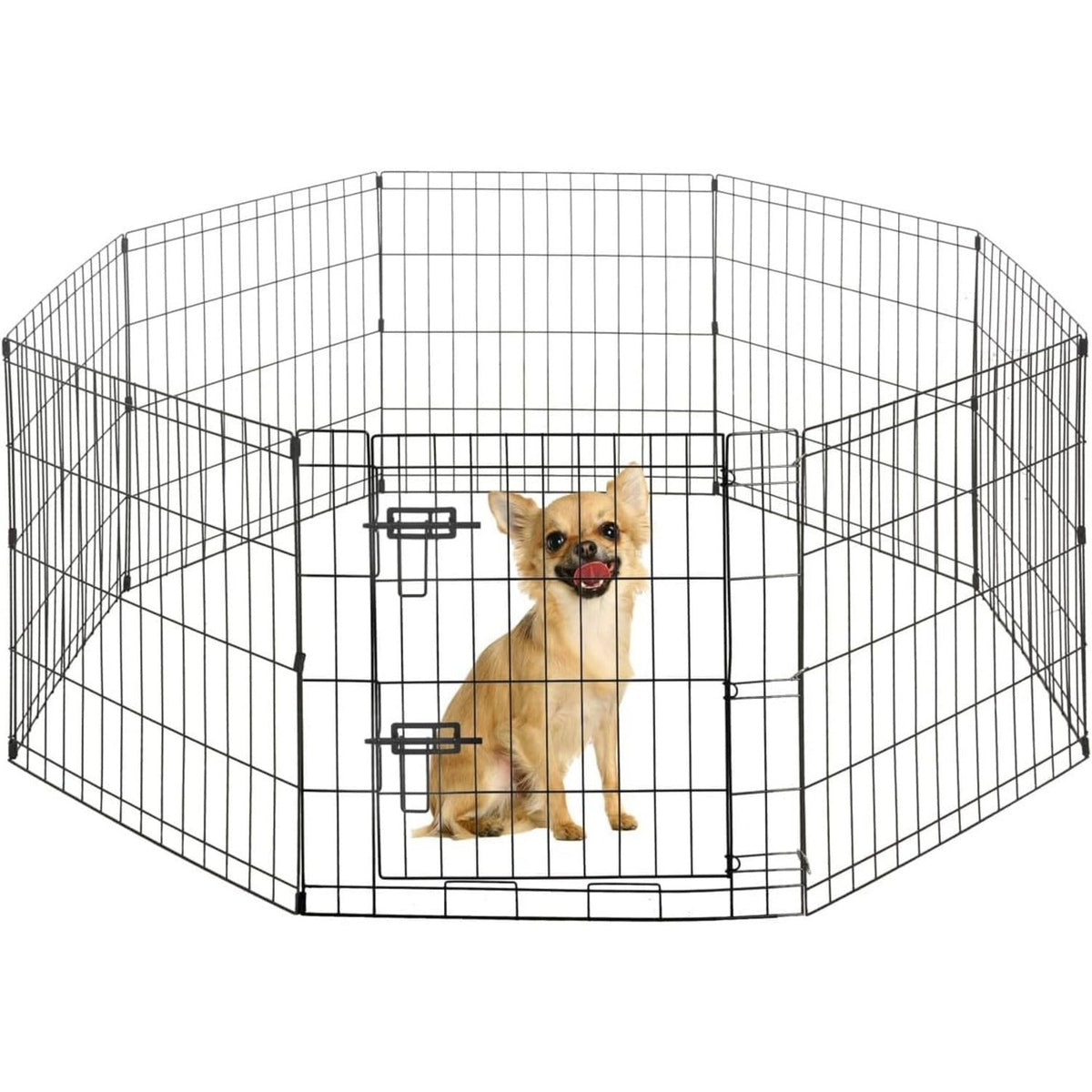 Dog Playpen 8 Panel Foldable Metal Pet Fence with Gate | Rugged Indoor Outdoor Exercise Pen for Small Dogs & Animals | 24 Inch | Multiple Configurations - product image 3