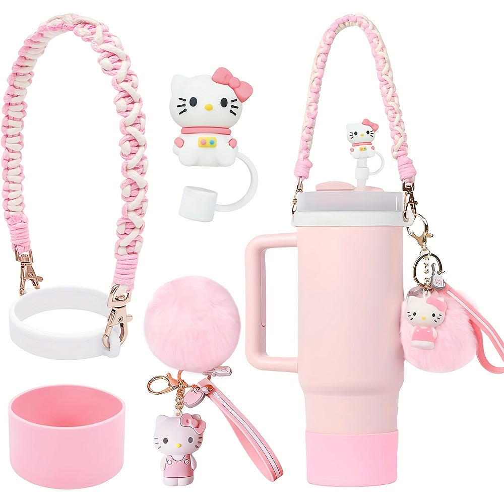 Compatible with 30 & 40 oz Tumblers, Hello Kitty Kuromi Cinnamoroll Melody Foam Handle Strap, Cute Cartoon Water Bottle Accessories | Kawaii Sanrio Tumbler Accessories Cup Sleeve & Silicone Boot Set