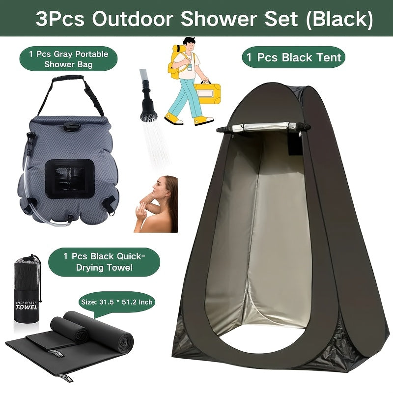 Pop-Up Privacy Tent with Carry-along Camping Toilet for Adults | Ground Stakes & Windproof Ropes for Camping | Foldable Outdoor Shower Changing Potty Tent Kit with 12 Toilet Bags | Hiking | Travel & Picnics