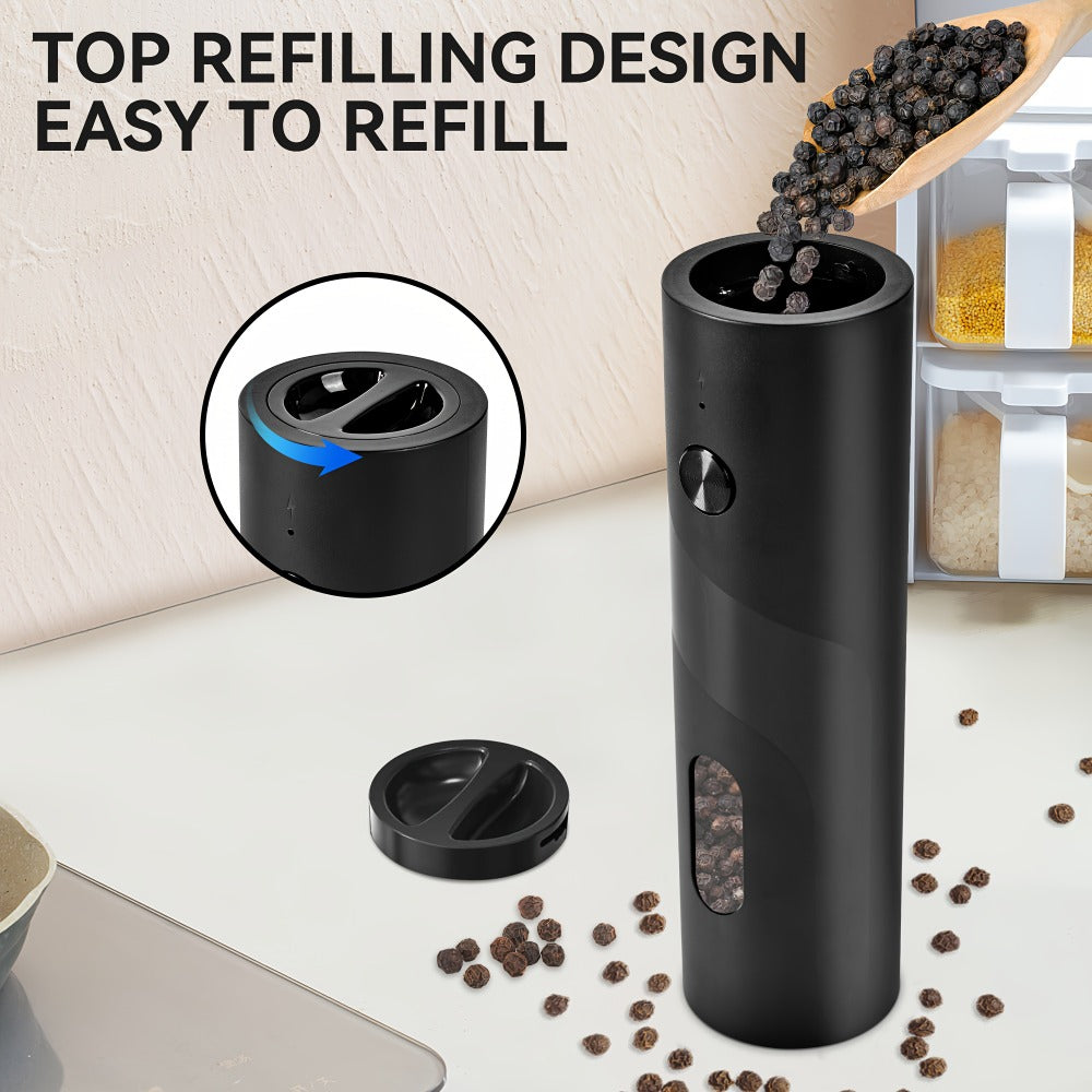 Electric Pepper Grinder Set USB-C Rechargeable with LED Light Ceramic Core Adjustable Coarseness One-Hand Automatic Salt Pepper Mill Kitchen Gift for Home Cooking Camping BBQ - product image 4