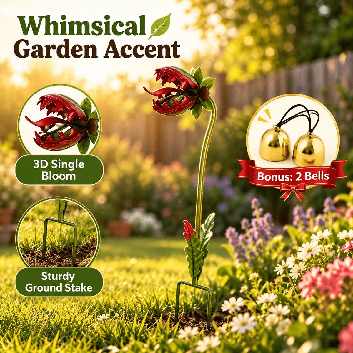 [3D] Single-headed Man-eating Flowers, Outdoor Decorations, Halloween Outdoor Decorations, Carnivorous Plant Decorations, Suitable for Courtyard Lawns - product image 3