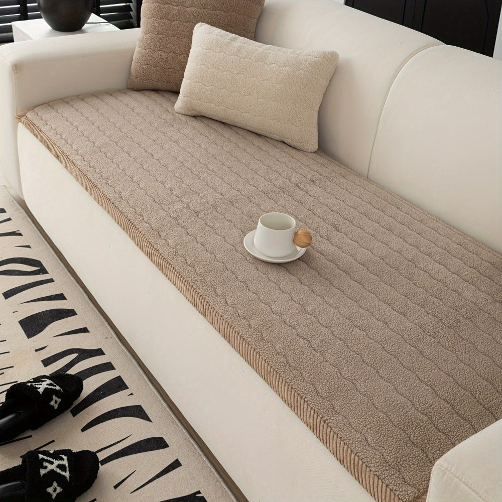 Plush Sofa Cover Bohemian Style Thickened Short Plush Non-Slip Machine Washable Pet Friendly Sofa Slipcover for Living Room Bedroom Office - Armrest Pad to 4 Seater - product image 30