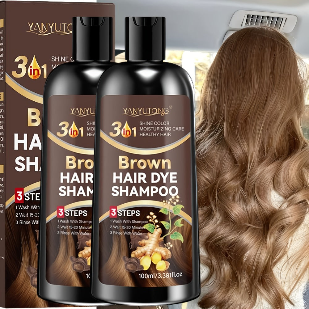 Brown Hair Dye Shampoo 2-Pack 3.38oz — Polygonum Multiflorum & Ginger Extract Covers Gray Hair, Deep Moisture Anti-Frizz Long-Lasting Natural Color, Plant-Based Unisex Hair Gift - product image 10